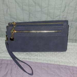 Cute Blue Faux Suede Wallet